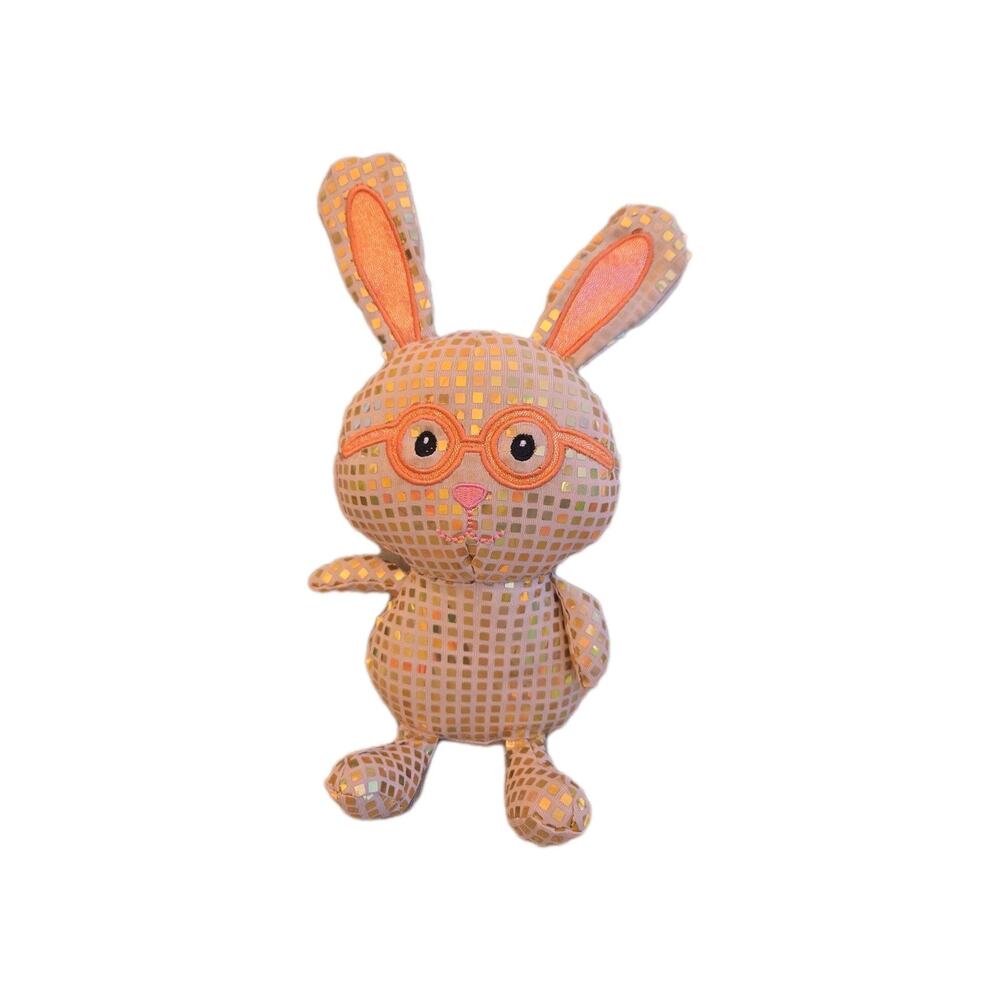 Way to Celebrate Walmart Stuffed Plush Gold Orange Bling Disco Bunny 12 Inch